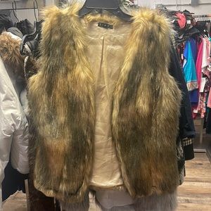 brown fur vest